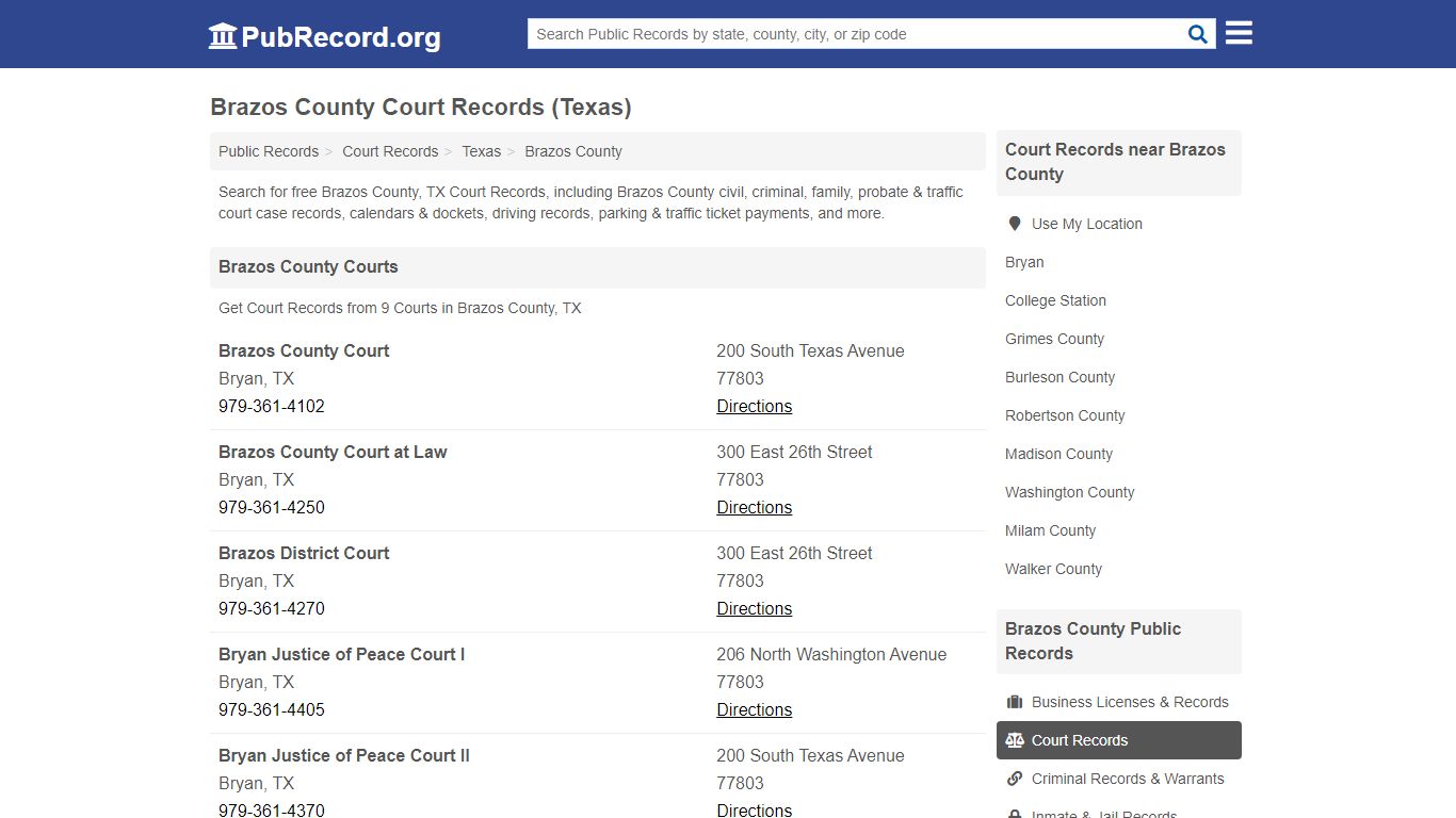 Free Brazos County Court Records (Texas Court Records) - PubRecord.org